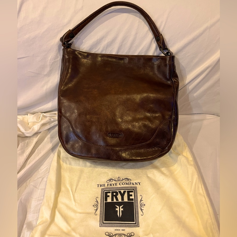 Frye shoulder bag, saddle brown leather